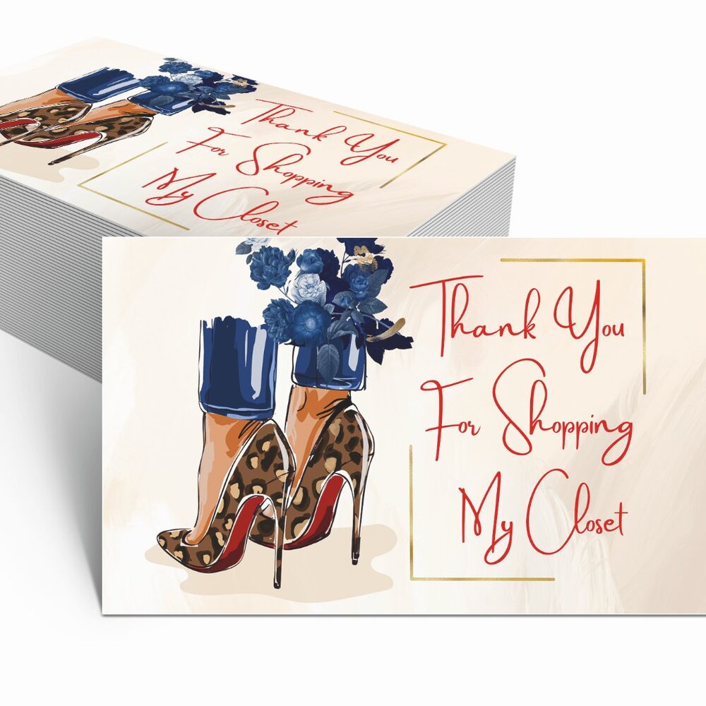 4" x 6" - Cheetah Heel Thank You Cards - Unbranded